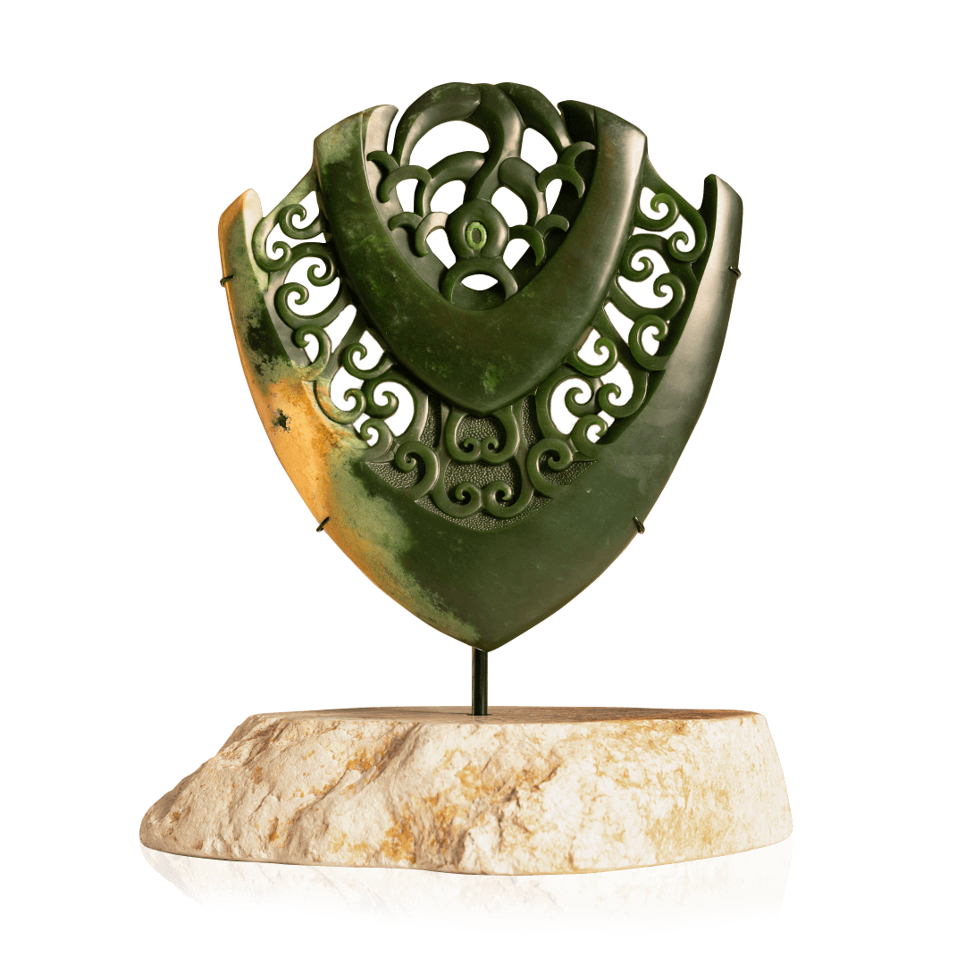 New Zealand Pounamu Manaia & Koru Shield