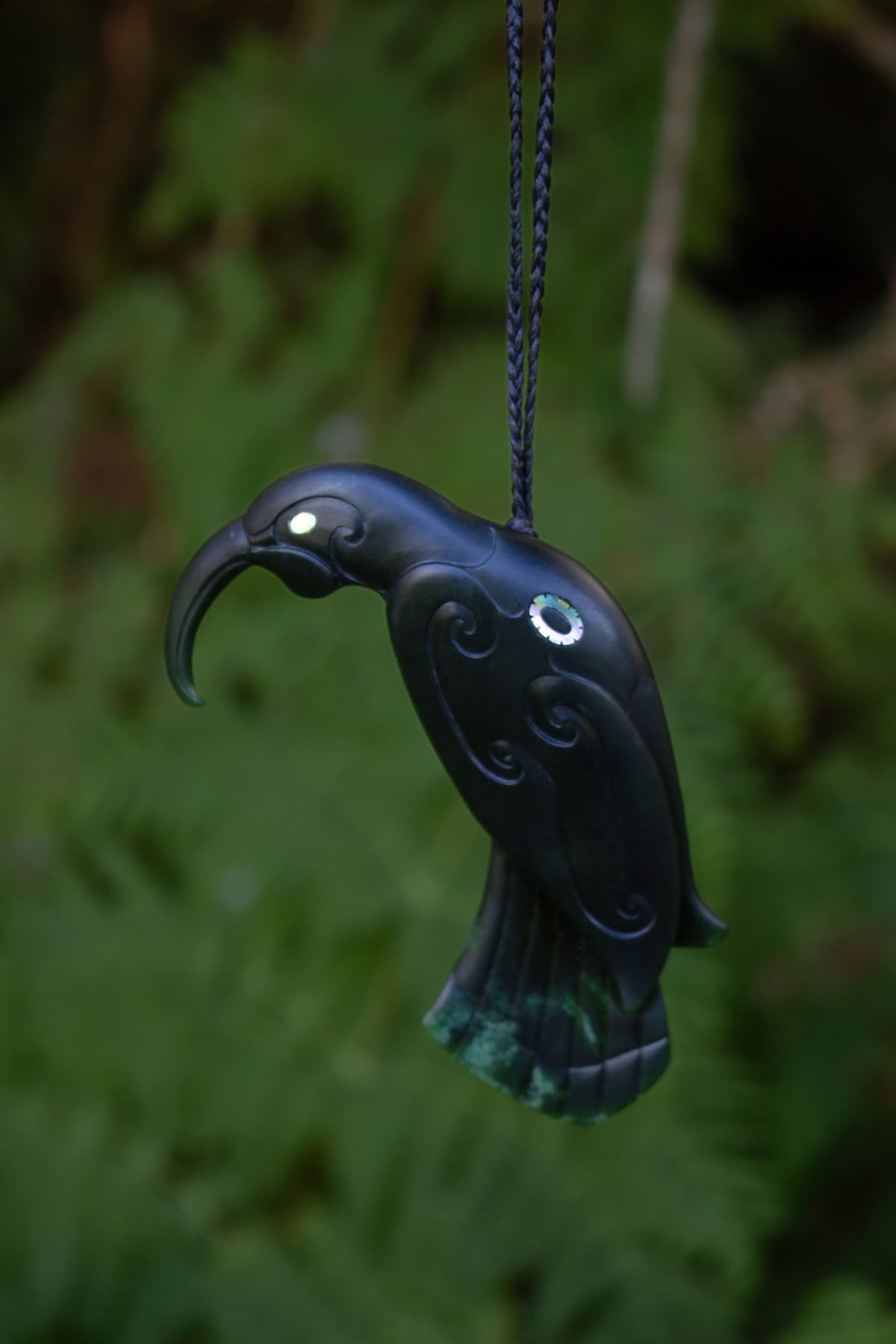 New Zealand Pounamu Huia Pendant by Tamaora Walker