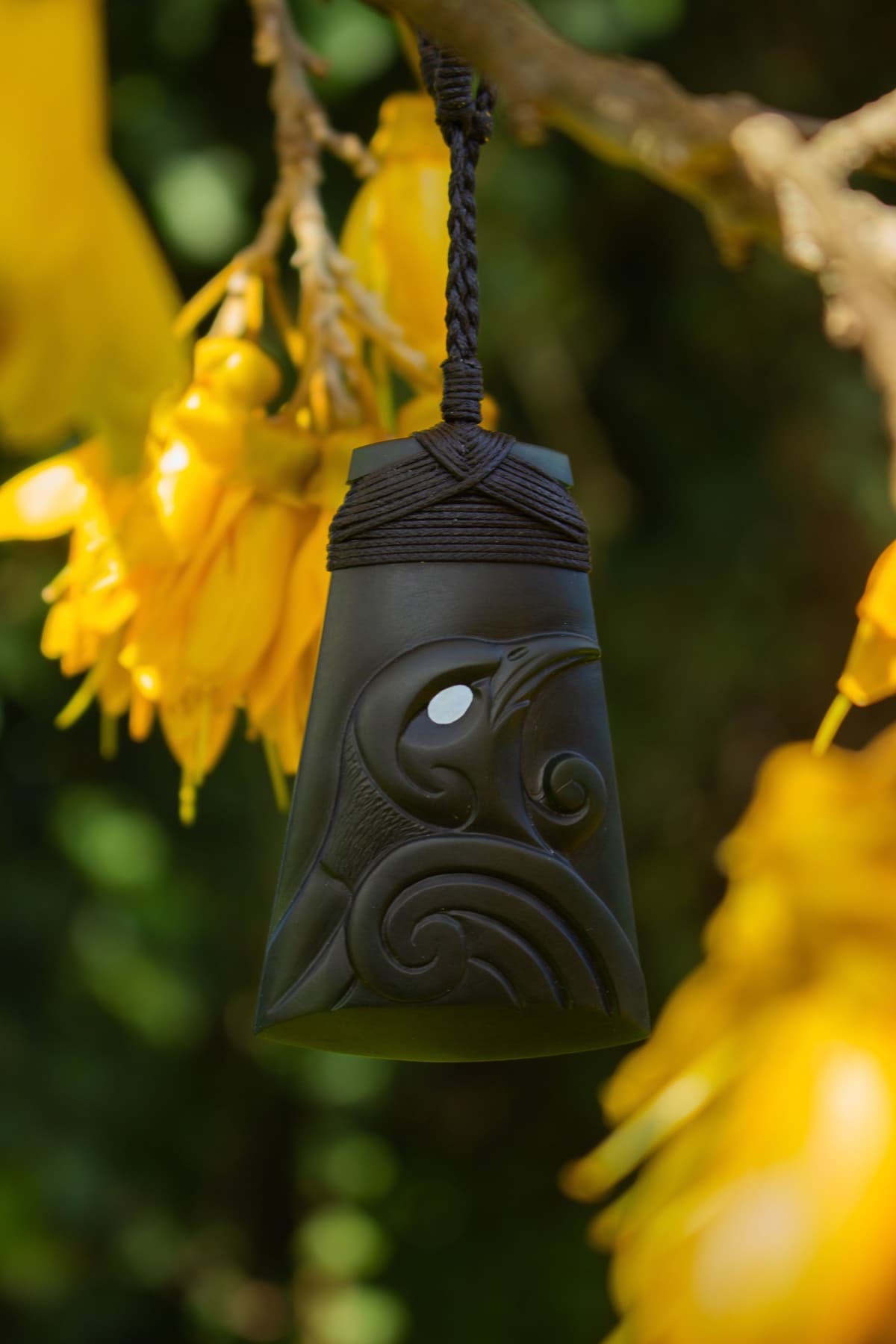 New Zealand Pounamu Toki with Tui Etching by Akapita Scally